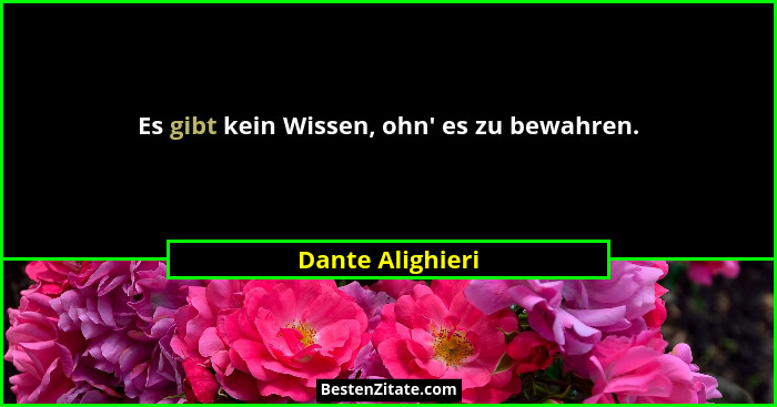 Es gibt kein Wissen, ohn' es zu bewahren.... - Dante Alighieri
