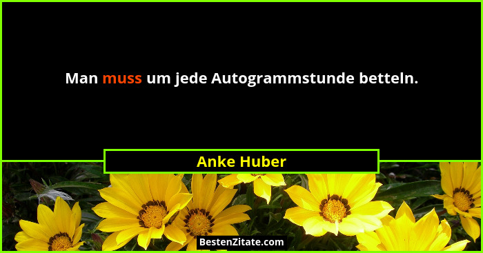 Man muss um jede Autogrammstunde betteln.... - Anke Huber