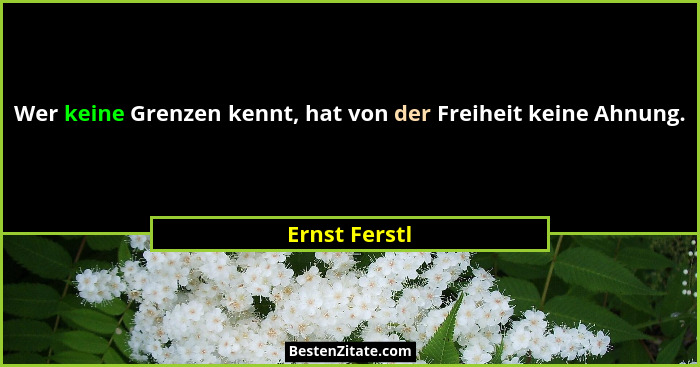 Wer keine Grenzen kennt, hat von der Freiheit keine Ahnung.... - Ernst Ferstl