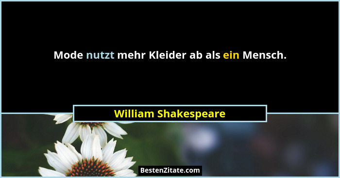 Mode nutzt mehr Kleider ab als ein Mensch.... - William Shakespeare