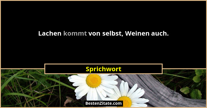 Lachen kommt von selbst, Weinen auch.... - Sprichwort