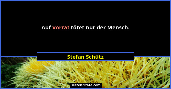 Auf Vorrat tötet nur der Mensch.... - Stefan Schütz
