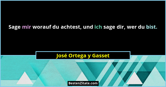 Sage mir worauf du achtest, und ich sage dir, wer du bist.... - José Ortega y Gasset