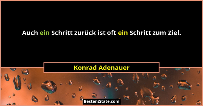 Auch ein Schritt zurück ist oft ein Schritt zum Ziel.... - Konrad Adenauer