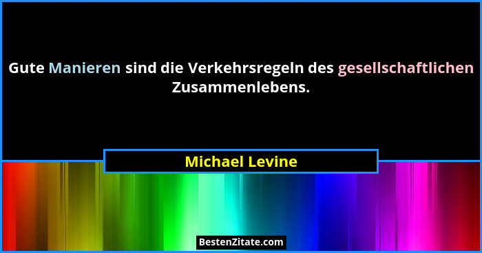 Gute Manieren sind die Verkehrsregeln des gesellschaftlichen Zusammenlebens.... - Michael Levine