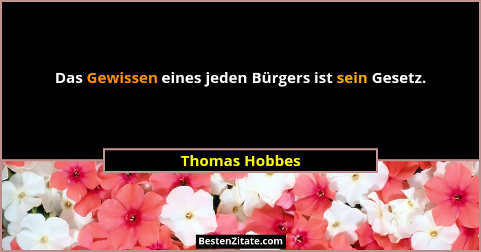 Das Gewissen eines jeden Bürgers ist sein Gesetz.... - Thomas Hobbes