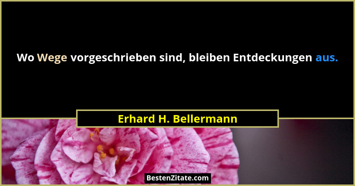 Wo Wege vorgeschrieben sind, bleiben Entdeckungen aus.... - Erhard H. Bellermann