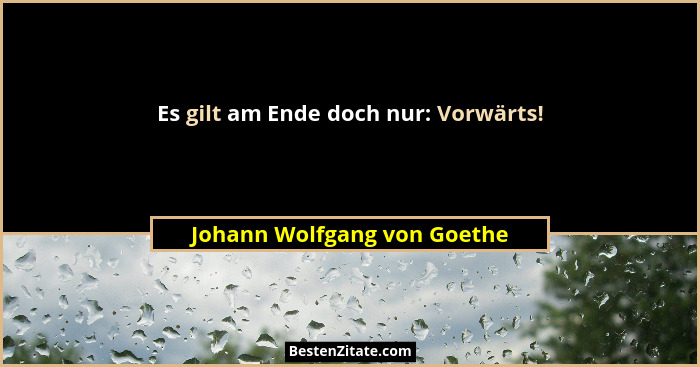 Es gilt am Ende doch nur: Vorwärts!... - Johann Wolfgang von Goethe
