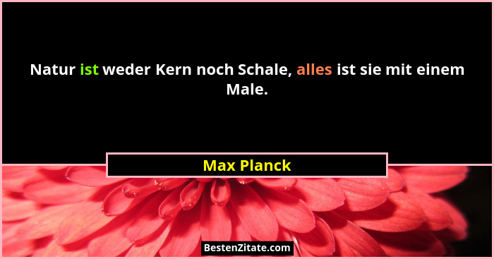 Natur ist weder Kern noch Schale, alles ist sie mit einem Male.... - Max Planck