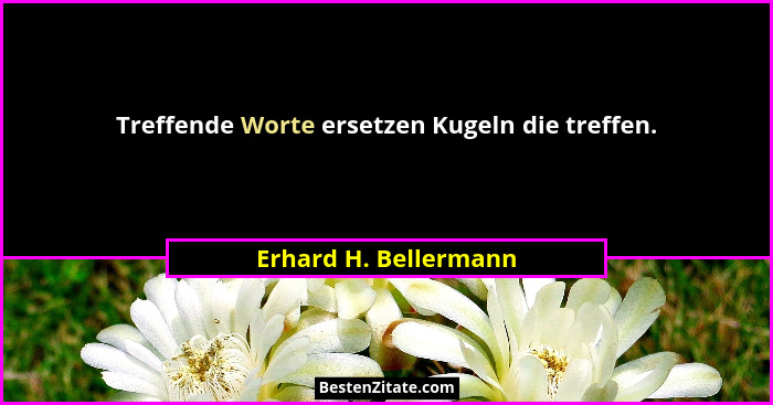 Treffende Worte ersetzen Kugeln die treffen.... - Erhard H. Bellermann
