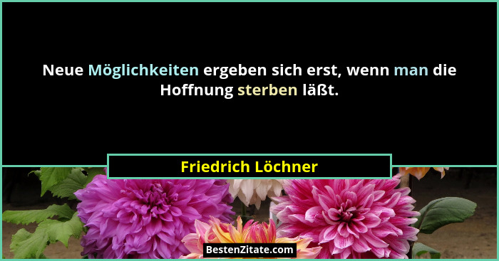 Neue Möglichkeiten ergeben sich erst, wenn man die Hoffnung sterben läßt.... - Friedrich Löchner
