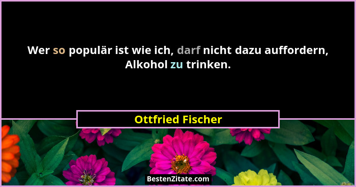 Wer so populär ist wie ich, darf nicht dazu auffordern, Alkohol zu trinken.... - Ottfried Fischer