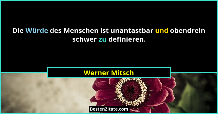 Die Würde des Menschen ist unantastbar und obendrein schwer zu definieren.... - Werner Mitsch