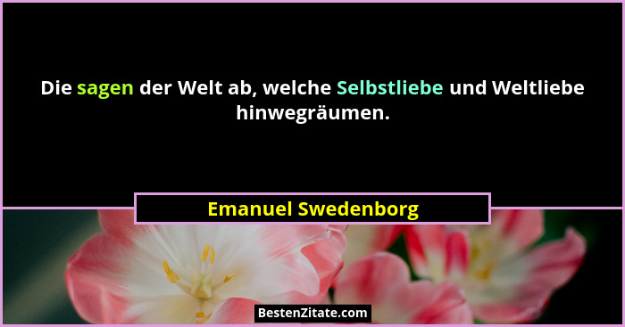 Die sagen der Welt ab, welche Selbstliebe und Weltliebe hinwegräumen.... - Emanuel Swedenborg
