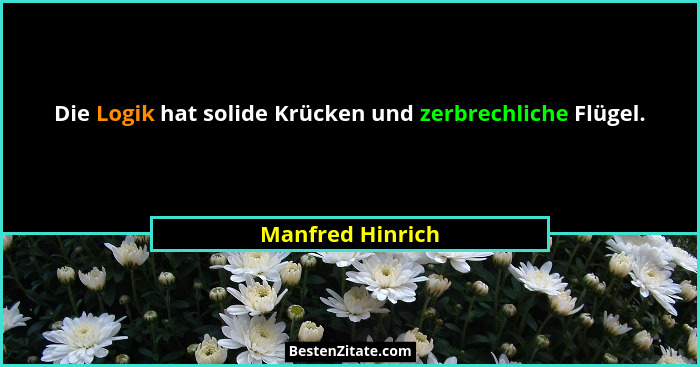 Die Logik hat solide Krücken und zerbrechliche Flügel.... - Manfred Hinrich
