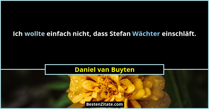 Ich wollte einfach nicht, dass Stefan Wächter einschläft.... - Daniel van Buyten