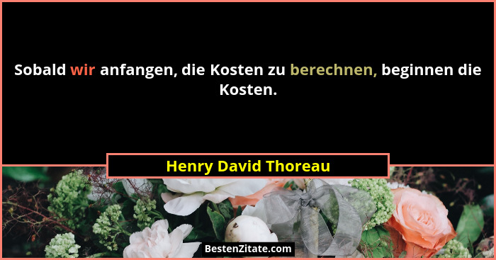 Sobald wir anfangen, die Kosten zu berechnen, beginnen die Kosten.... - Henry David Thoreau