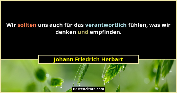 Wir sollten uns auch für das verantwortlich fühlen, was wir denken und empfinden.... - Johann Friedrich Herbart