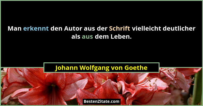 Man erkennt den Autor aus der Schrift vielleicht deutlicher als aus dem Leben.... - Johann Wolfgang von Goethe