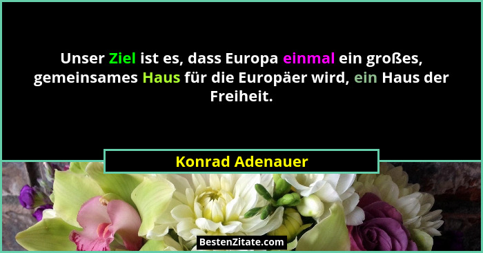 Unser Ziel ist es, dass Europa einmal ein großes, gemeinsames Haus für die Europäer wird, ein Haus der Freiheit.... - Konrad Adenauer