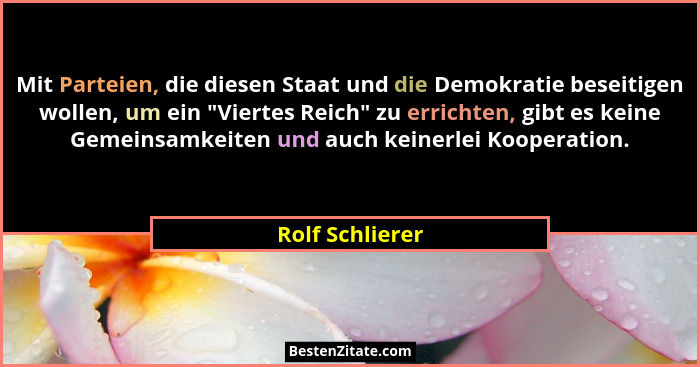 Mit Parteien, die diesen Staat und die Demokratie beseitigen wollen, um ein "Viertes Reich" zu errichten, gibt es keine Gemei... - Rolf Schlierer