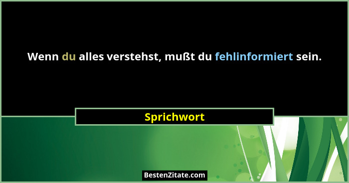 Wenn du alles verstehst, mußt du fehlinformiert sein.... - Sprichwort