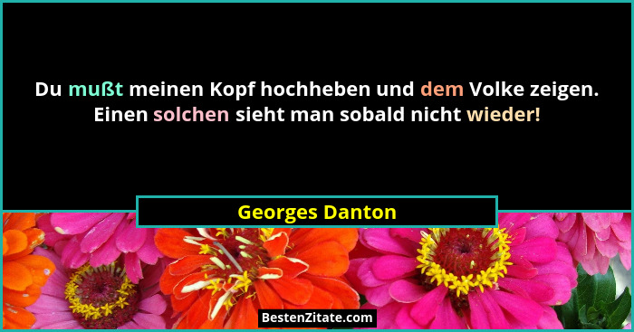 Du mußt meinen Kopf hochheben und dem Volke zeigen. Einen solchen sieht man sobald nicht wieder!... - Georges Danton