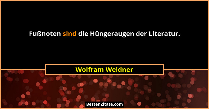 Fußnoten sind die Hüngeraugen der Literatur.... - Wolfram Weidner
