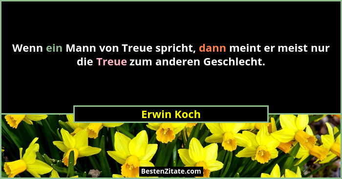 Wenn ein Mann von Treue spricht, dann meint er meist nur die Treue zum anderen Geschlecht.... - Erwin Koch