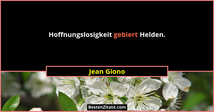 Hoffnungslosigkeit gebiert Helden.... - Jean Giono