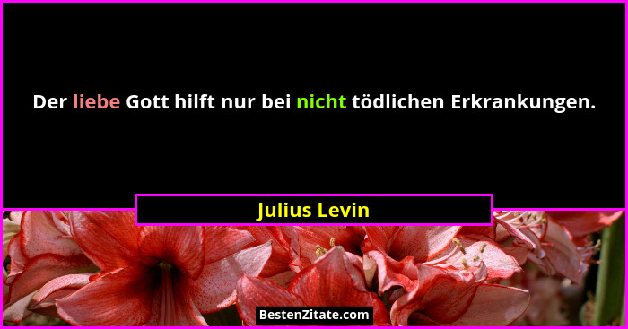 Der liebe Gott hilft nur bei nicht tödlichen Erkrankungen.... - Julius Levin