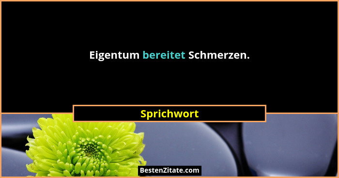 Eigentum bereitet Schmerzen.... - Sprichwort