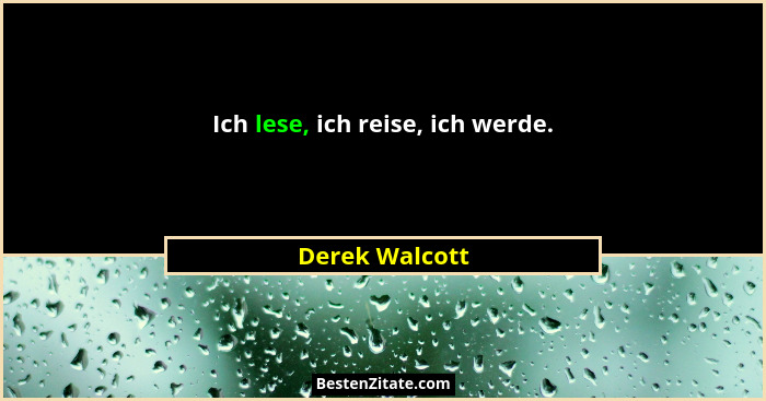 Ich lese, ich reise, ich werde.... - Derek Walcott