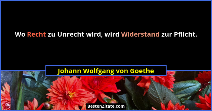 Wo Recht zu Unrecht wird, wird Widerstand zur Pflicht.... - Johann Wolfgang von Goethe