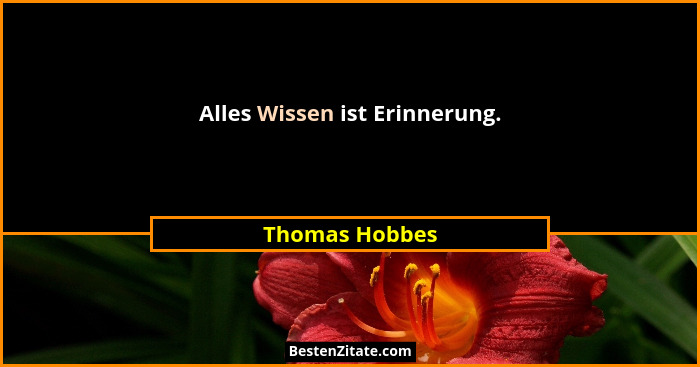 Alles Wissen ist Erinnerung.... - Thomas Hobbes