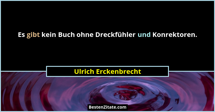 Es gibt kein Buch ohne Dreckfühler und Konrektoren.... - Ulrich Erckenbrecht