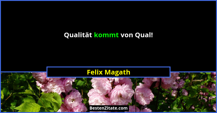 Qualität kommt von Qual!... - Felix Magath
