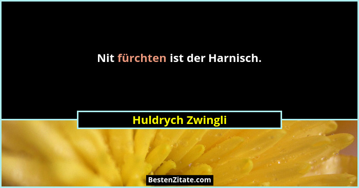 Nit fürchten ist der Harnisch.... - Huldrych Zwingli