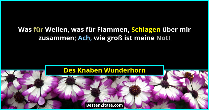 Was für Wellen, was für Flammen, Schlagen über mir zusammen; Ach, wie groß ist meine Not!... - Des Knaben Wunderhorn