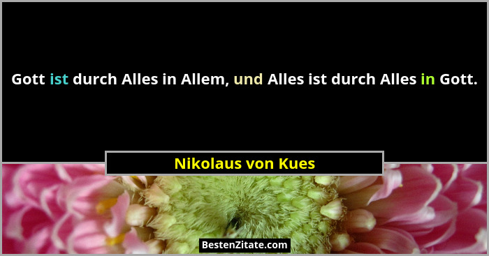 Gott ist durch Alles in Allem, und Alles ist durch Alles in Gott.... - Nikolaus von Kues