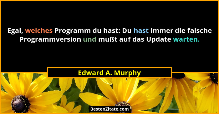 Egal, welches Programm du hast: Du hast immer die falsche Programmversion und mußt auf das Update warten.... - Edward A. Murphy