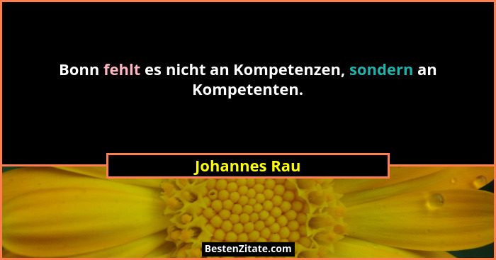 Bonn fehlt es nicht an Kompetenzen, sondern an Kompetenten.... - Johannes Rau