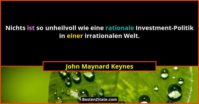 Nichts ist so unheilvoll wie eine rationale Investment-Politik in einer irrationalen Welt.... - John Maynard Keynes