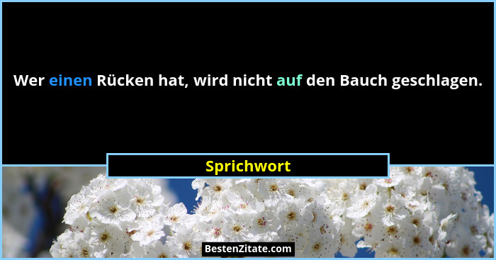Wer einen Rücken hat, wird nicht auf den Bauch geschlagen.... - Sprichwort