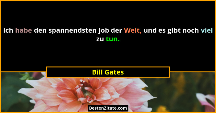Ich habe den spannendsten Job der Welt, und es gibt noch viel zu tun.... - Bill Gates