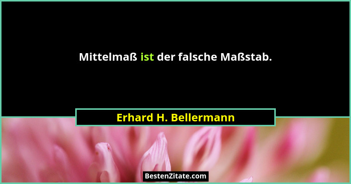 Mittelmaß ist der falsche Maßstab.... - Erhard H. Bellermann