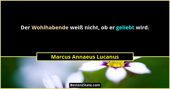 Der Wohlhabende weiß nicht, ob er geliebt wird.... - Marcus Annaeus Lucanus