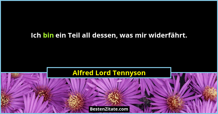Ich bin ein Teil all dessen, was mir widerfährt.... - Alfred Lord Tennyson
