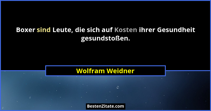 Boxer sind Leute, die sich auf Kosten ihrer Gesundheit gesundstoßen.... - Wolfram Weidner