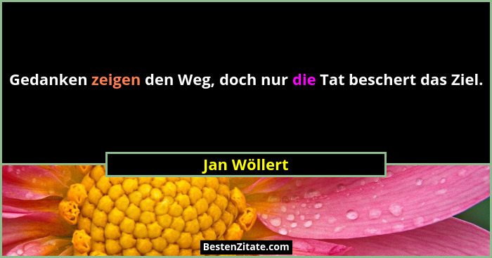 Gedanken zeigen den Weg, doch nur die Tat beschert das Ziel.... - Jan Wöllert